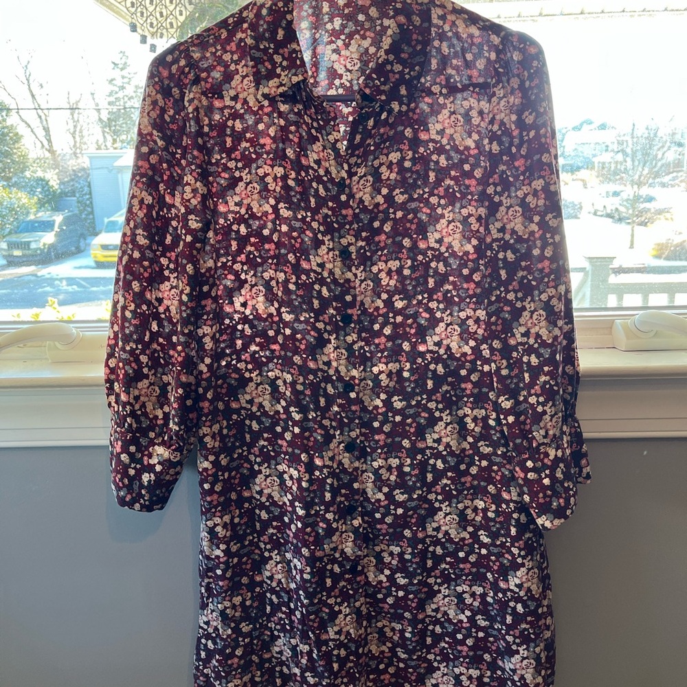 NATURAL LIFE Burgundy Floral Long Sleeve Dress